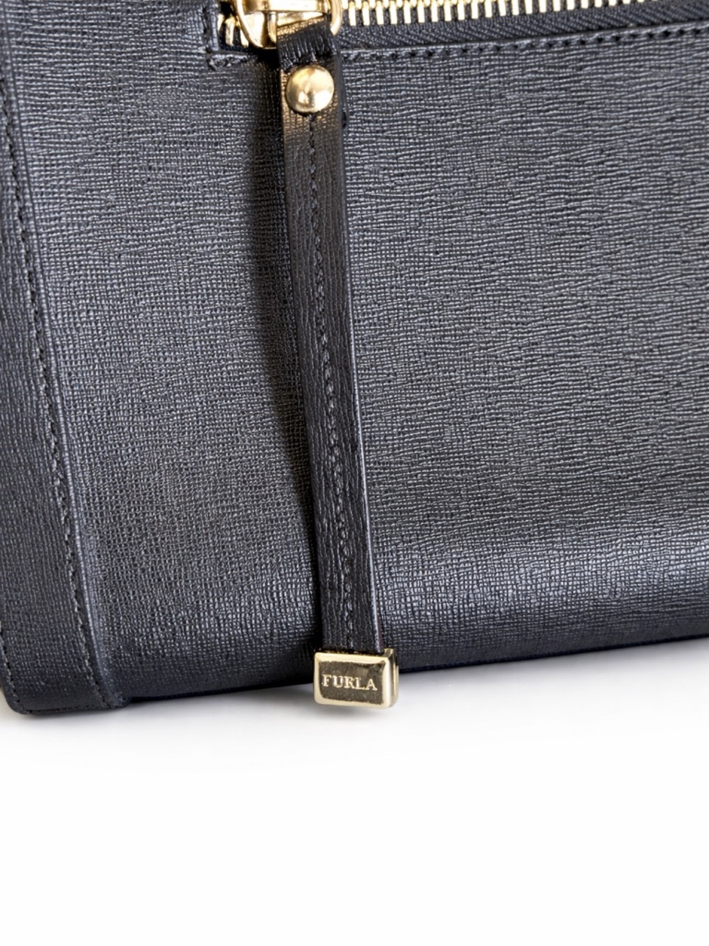 Furla Ginevra Leather Satchel in Onyx with Gold Hardware - Picture 3 of 11